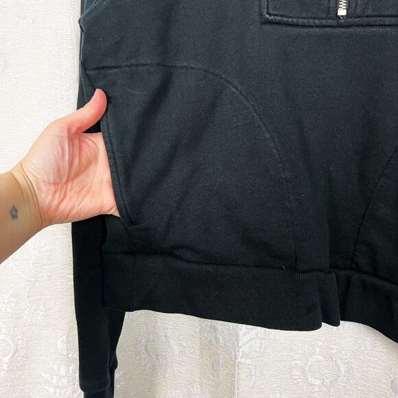 Everlane The Track Half-Zip sweatshirt black organic cotton cropped top - Picture 4 of 8